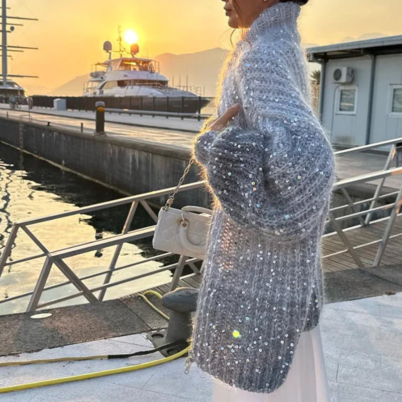 Sveter pletený s jednotnými trblietkami